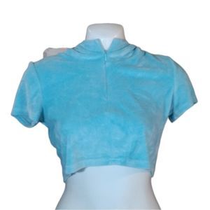 Soft 90s Velvet zip cropped hoodie size Medium